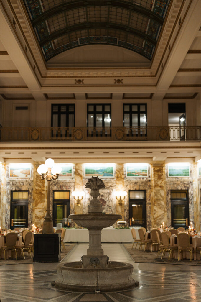 Grand interior of a historic hotel wedding venue in Scranton Pennsylvania