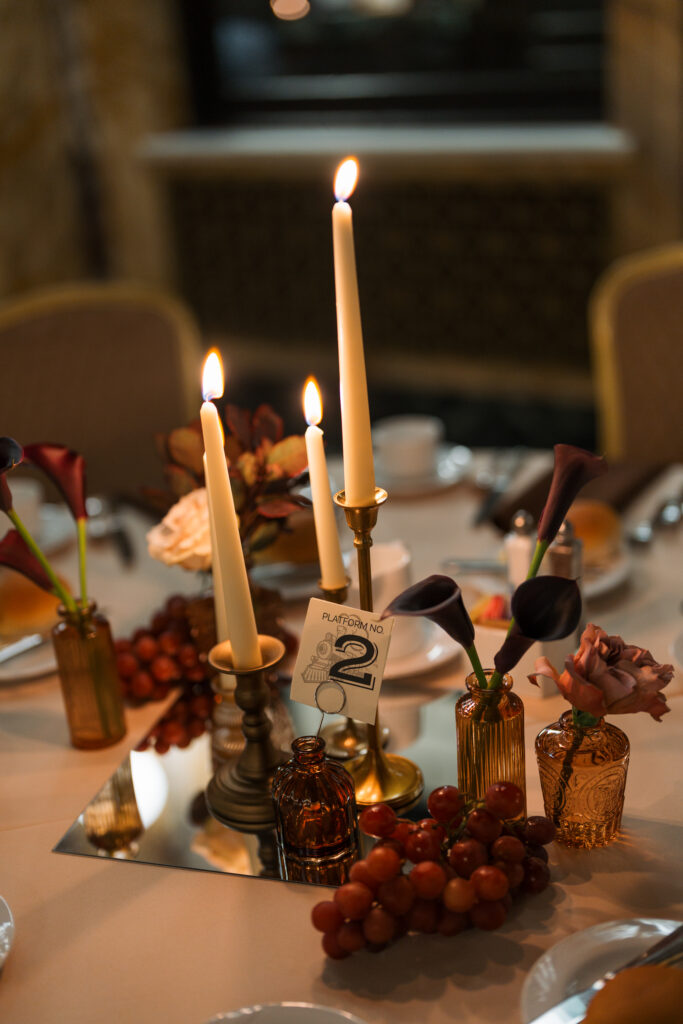 Radisson Lackawanna Station Hotel wedding with candlelit reception and moody details