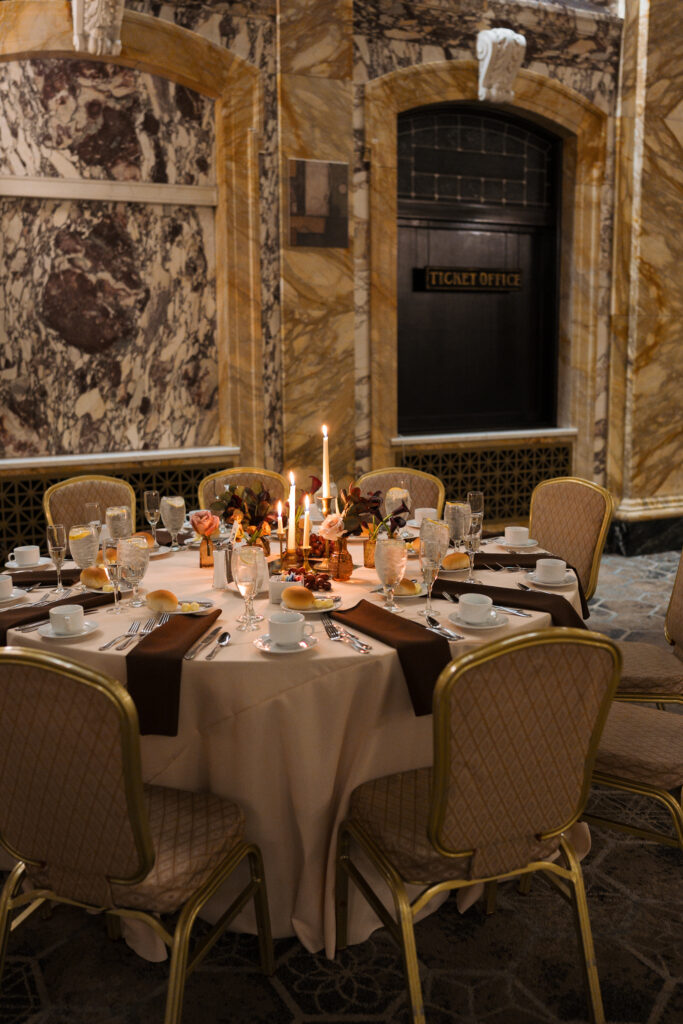 Romantic November wedding at the Radisson Lackawanna Station Hotel with candlelight