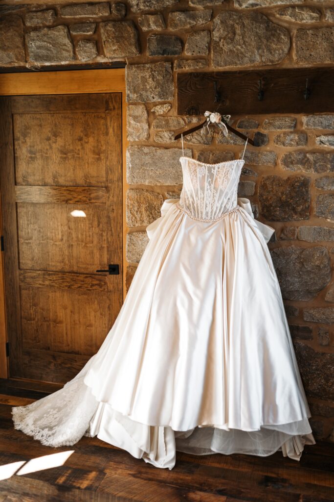 Wedding dress detail at Domaine Pterion getting ready moment wedding photography timeline tips