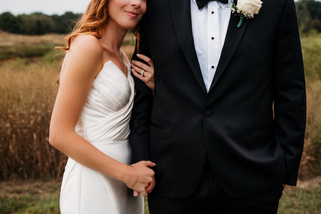 Romantic couple portrait at Scotland Run Golf Club for wedding photography timeline tips inspiration